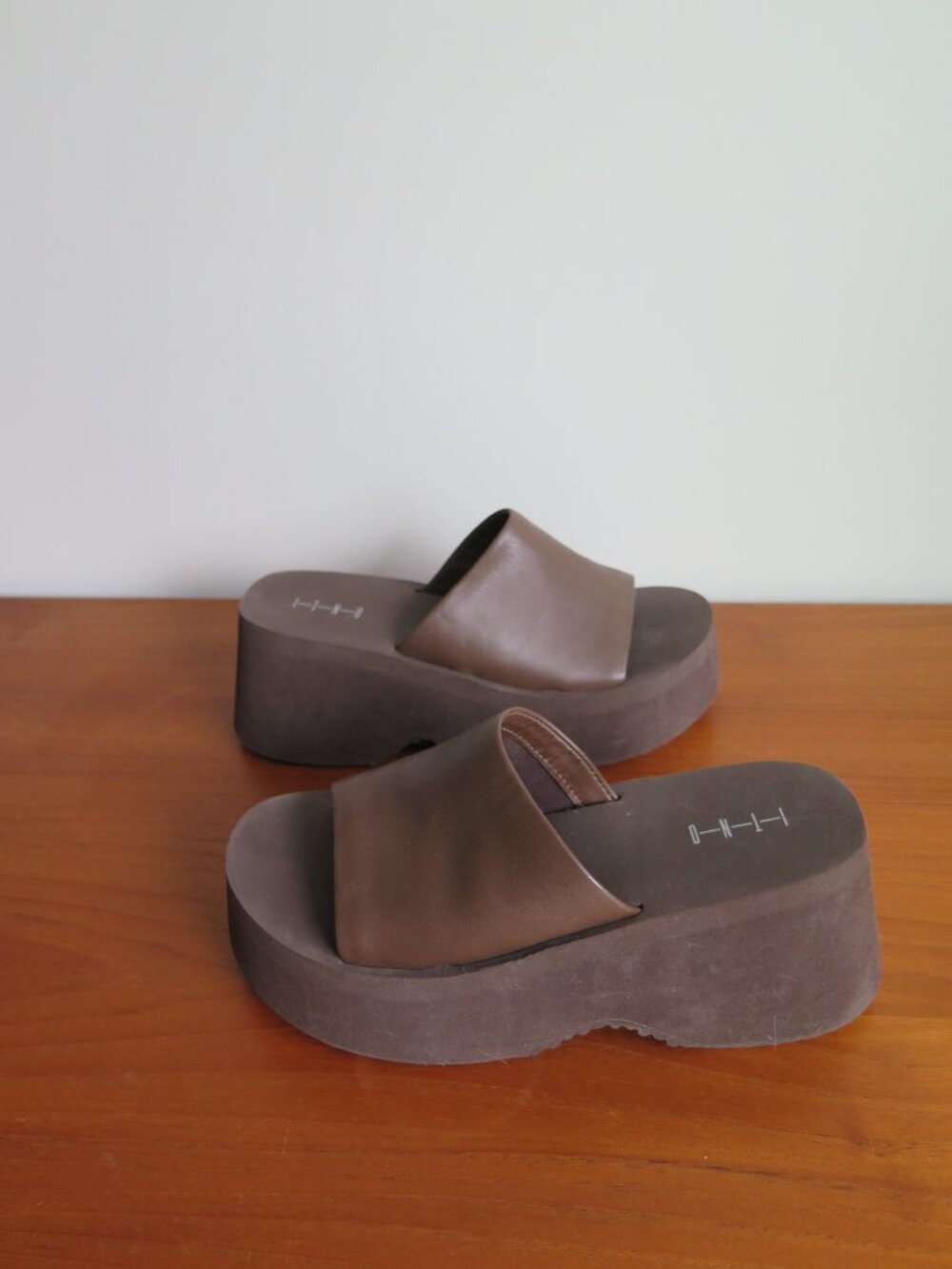 ITNO Two Wave Mule Platform Slides Brown Leather EU 38/US 7 - Picture 4 of 13